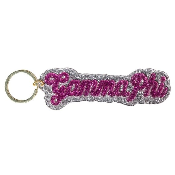 NWT Over The Moon Greek GAMMA PHI‎ Glitter Keychain - Picture 1 of 6